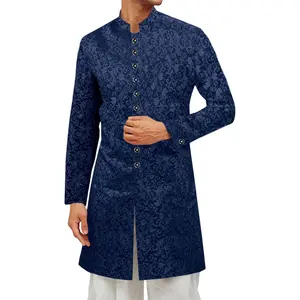 PASLTER Mens Kurta Sherwani Coats Kaftan Indian Ethnic Royal Suits Mandarin Collar Wedding Festive Party Blazer