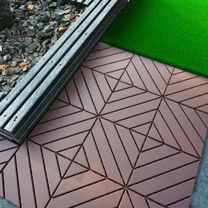 Plastic Interlocking Floor Tiles, 12"x12" Square Waterproof Patio Bricks, Outdoor Use, Poolside, Balcony, Backyard, All-Weather Flooring