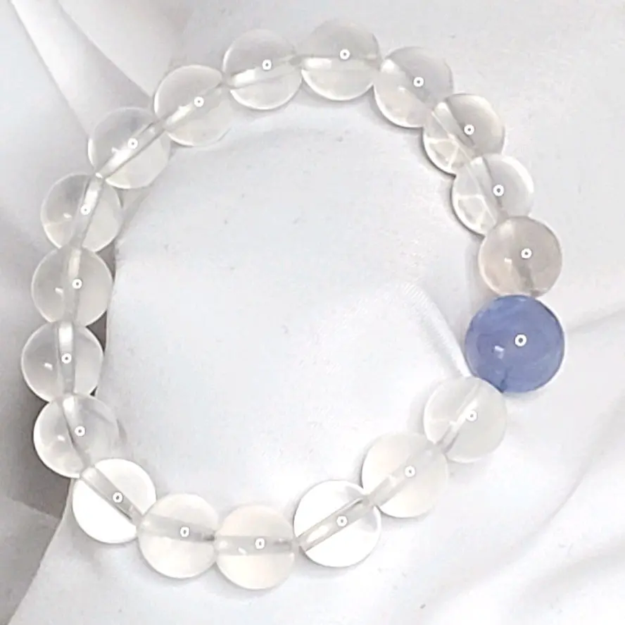 All Natural Crystal Bracelet Girosole Crystal Bracelet with Blue Chalcedony Bead Womens Bracelet