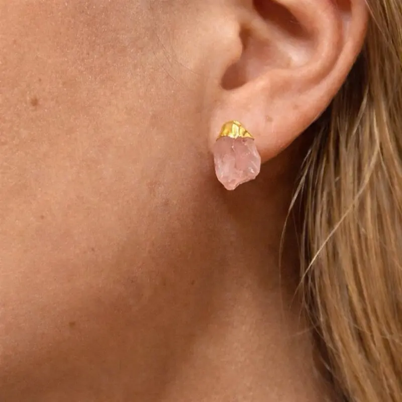 Raw Rose Quartz Earrings