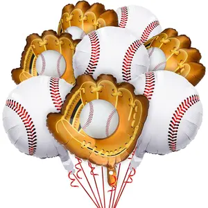P-PSD039    8 Pcs Baseball Balloons Baseball Foil Glove Balloon Birthday Party Decorations 18 Inch Sports Themed Senior Night Decorations Supplies