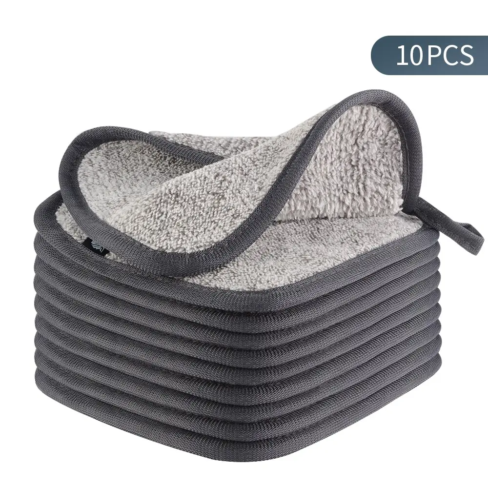 Women Bamboo Charcoal Coral Fleece Face Towel Reusable Makeup Remover Cloths Washable Makeup Remover Towelettes Daily Skincare Essential, 10 Pieces Pack Makeup Remover Tool