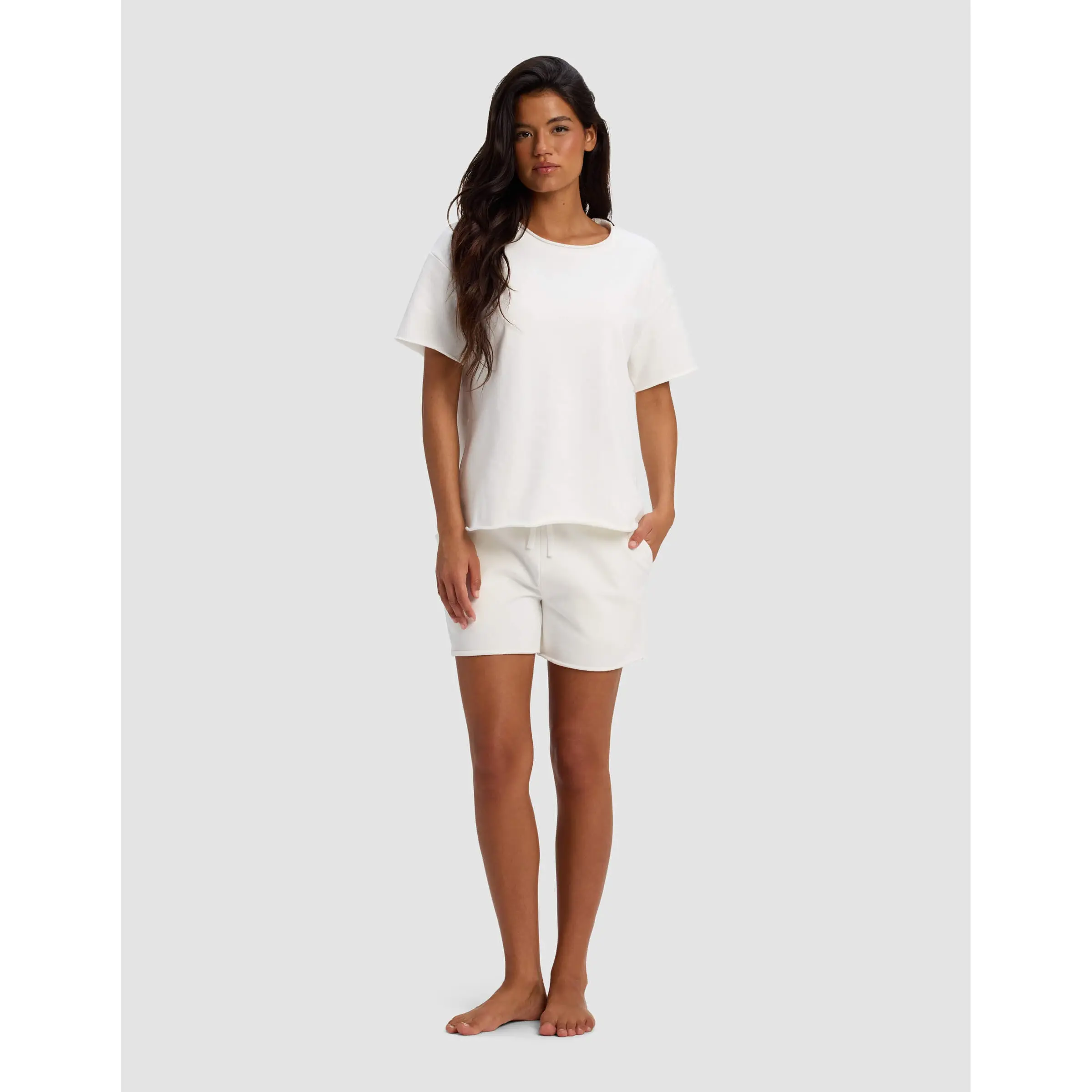 Cozy Earth Women’s Chelsea Short Sleeve Set | Organic Cotton French Terry Lounge Set with Shorts
