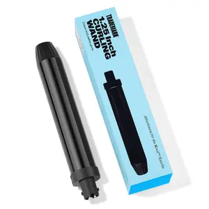 Trademark 1.25 Curling Wand Attachment Interchangeable Hair Iron Compatible with Mood Handle Ceramic Barrels Loose Curls Cool Tips Black