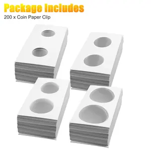 200 Pcs Coin Flips, 6 Assorted Sizes 2" x 2"Cardboard Mylar Coin Holders for Dime Penny Quarter Dollar Nickel Collection Car Accessories Automotive
