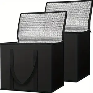 Reusable Durable Insulated Bag, 2 Counts/set Foldable Cooler Bag, Insulated Storage Bag for Grocery, Food, Camping, Picnic, Travel, Outdoor