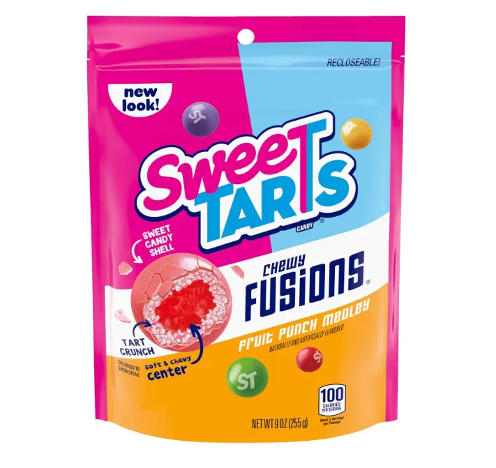 SweeTARTS Chewy Fusions Candy, Fruit Punch Medley, Sweet and Tart, 9 Ounce