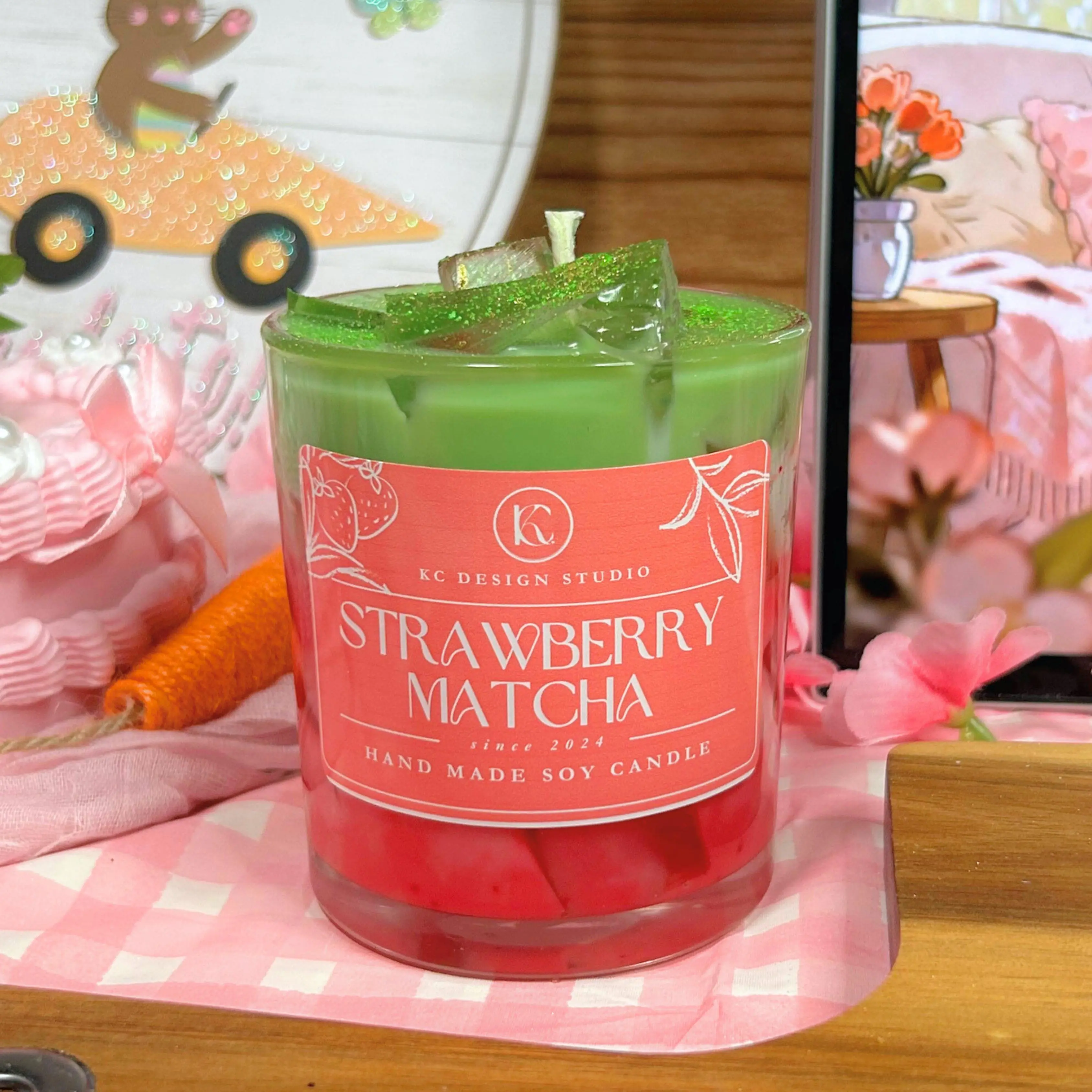 Iced Strawberry Matcha Candle - 10oz
