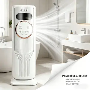 Bladeless Tower Fan with Dual Heating & Cooling Functions, Quiet Oscillating Floor Fan, 2-in-1 Space Heater & Cooler for Bedroom, Fast Warmth & Instant Cooling