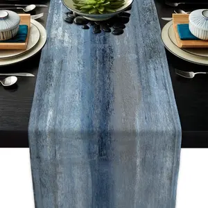 2D flat printing, 1 piece/2 pieces/4 pieces/6 pieces/8 pieces/5 pieces set/7 pieces set blue and gray table flag placemat set, modern abstract art farmhouse table towel dressing table scarf retro style suitable for kitchen dining table party decoration