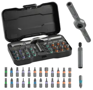 24 in 1 Magnetic Screwdriver Set,DIY Ratchet Screwdriver with Detachable Handle,Portable Precision Repair Tool Kit for Furniture Computer Bicycle,Multi Bit Screw Driver Set Multifunctional Toolbox