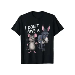 Men's Funny "I Don't Give A" Mouse & Donkey Graphic T-Shirt , Machine Washable Humorous Design funk  volume  shirt men  gifts Menswear Soft