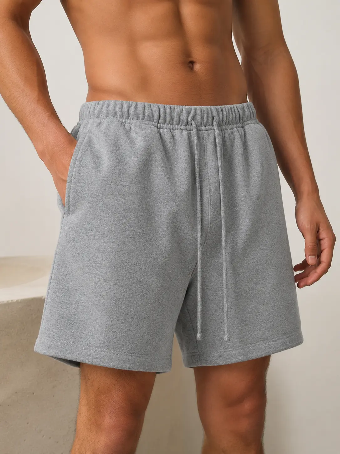 Men's Lightweight Cotton Jogger Shorts, Loose-Fitting Athletic Style with a Drawstring Waistband for Casual Wear & Gym Workouts, Drawstring Waistband Shorts, Cold Wash, Elastic