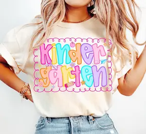 Kindergarten Teacher Shirt, Comfort Colors Kindergarten Teacher Tshirt, Kindergarten Team Tee, Back to School Teacher Appreciation Gift womens summer