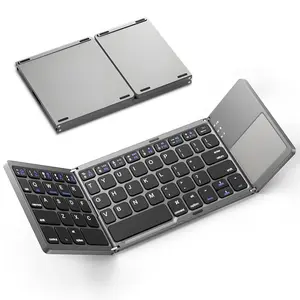 Foldable Bluetooth Keyboard with Touchpad, Ultra Slim Portable Wireless Keyboard with Rechargeable Battery for Android Windows iOS Tablets Laptop Multifunctional Keyboard