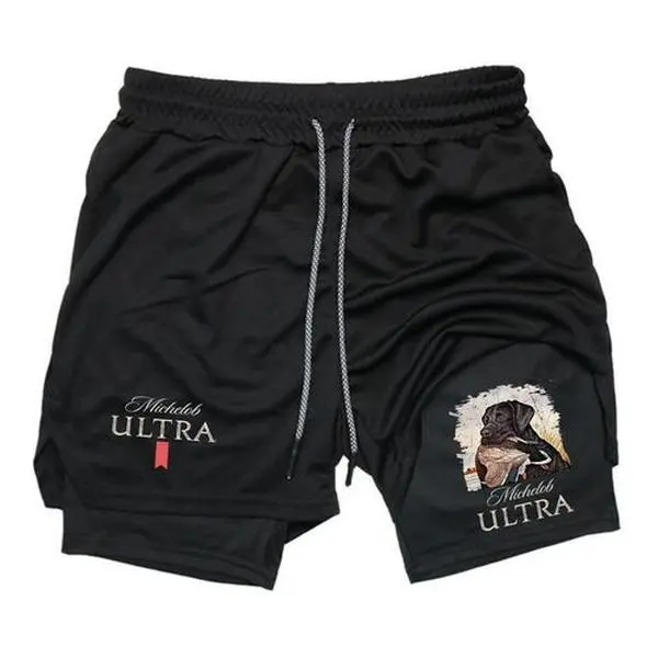 Men's Cross Print 2-in-1 Active Sports Shorts - Breathable, Stretchy Athleisure Bottoms with Customizable Fit, Drawstring Waist for Gym, Casual Wear, Gothic Unisex Gym Stuff