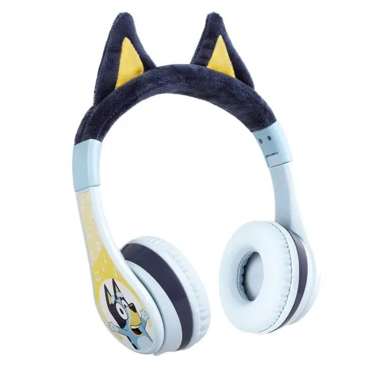 Bluey Kids' Bluetooth Headphones - Rechargeable, Foldable, Detachable, Custom Stereo Audio Headphones with Cable Connection, Adjustable, Device Charging Compatibility for Boys, School Supplies