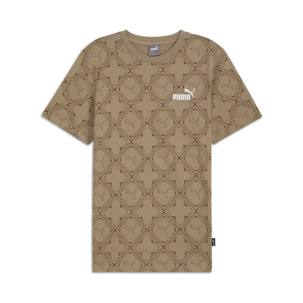 PUMA Mens Logomania Graphic Crew Neck Short Sleeve Casual Tops Casual - Brown
