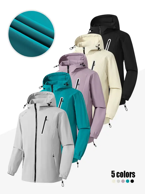 Men’s lightweight, breathable hooded jacket with zippered pockets, made of 100% polyester fiber, available in multiple colors, suitable for men’s everyday wear and as a top jacket.