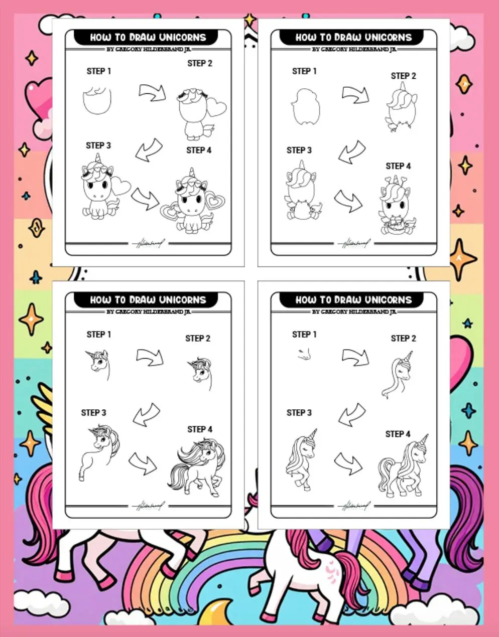 How to Draw Unicorns Step by Step Super Easy Art Tutorial for Kids Beginners & Kawaii Art Lovers US Letter 62 Pages Glossy Cover