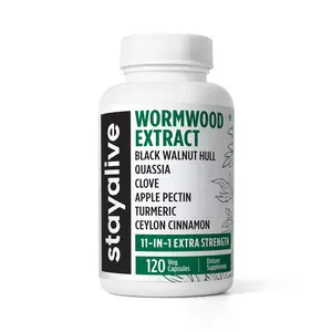 STAY ALIVE Wormwood Black Walnut Clove Capsules, 11-in-1 Herbal Cleanse, 120 Pills, Vegan, Non-GMO & Gluten-Free Sweet Wormwood Supplement
