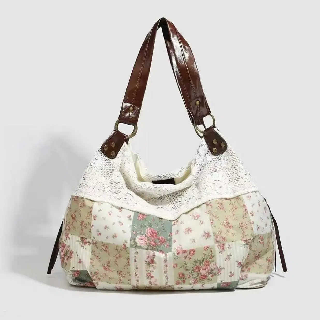 Back To School Tote Bag, Lace Large Capacity Versatile Fashion Shoulder Bag, Retro Campus Commute Hand Bag, Shopping Bag, Foldable Everydaybag, Suitable for College Students