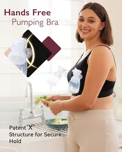 Momcozy Hands-Free Pumping & Nursing Bra, Patent-Protected X-Support, 93% Cotton All-Day Comfort, One-Step Nursing Clasp, Fits Spectra Medela Lansinoh Avent & More HF008/YN08 Maternity  Undies Postpartum Outfits