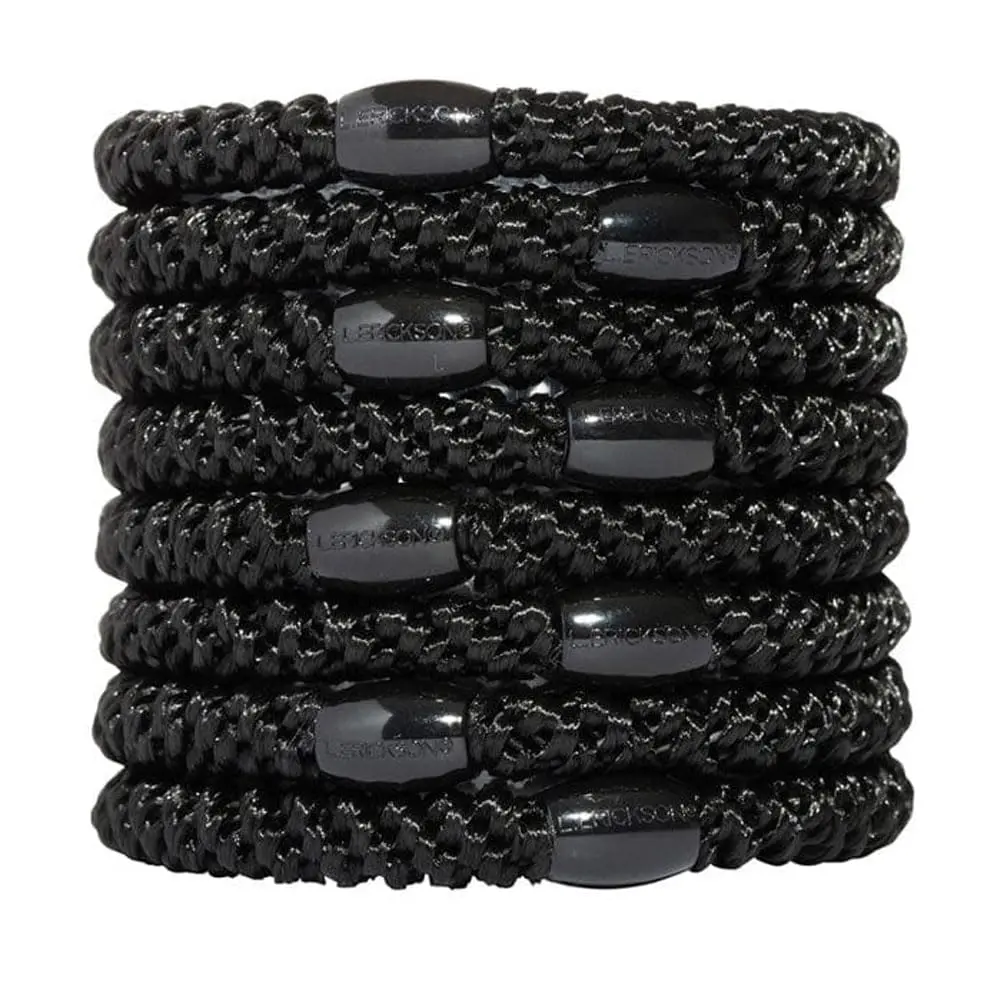 Grab & Go Ponytail Holders, Black, Set of Eight - Exceptionally Secure with Gentle Hold