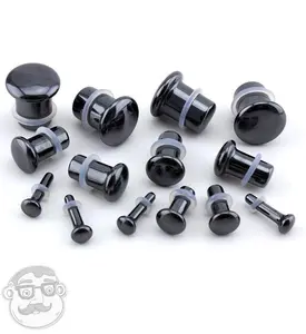 Single Flare Hematite Stone Plugs