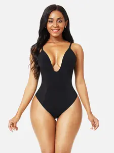 FeelinGirl Plunge Thong Shapewear Backless Underwear Bodysuit Basic Comfort Womenswear