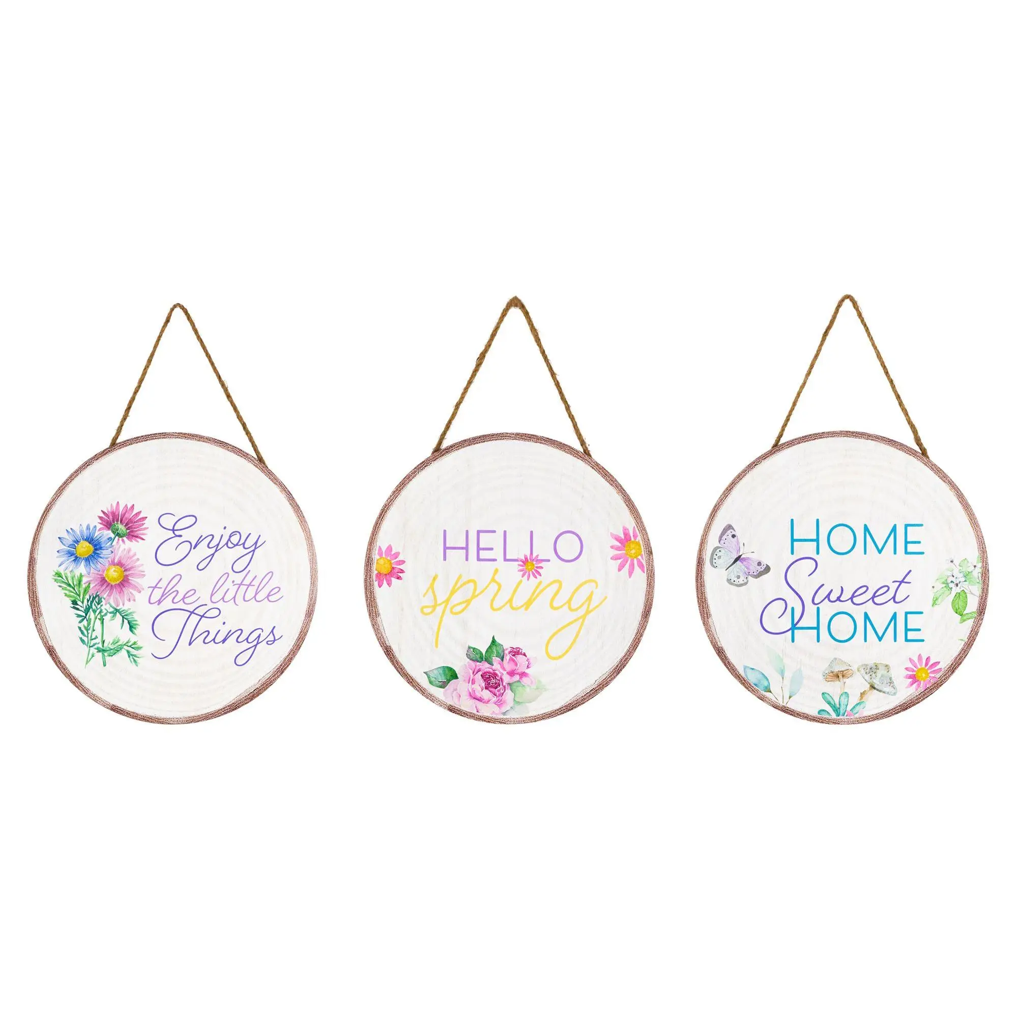 Northlight Floral Hanging Wall Signs - 9.75" -Set of 3
