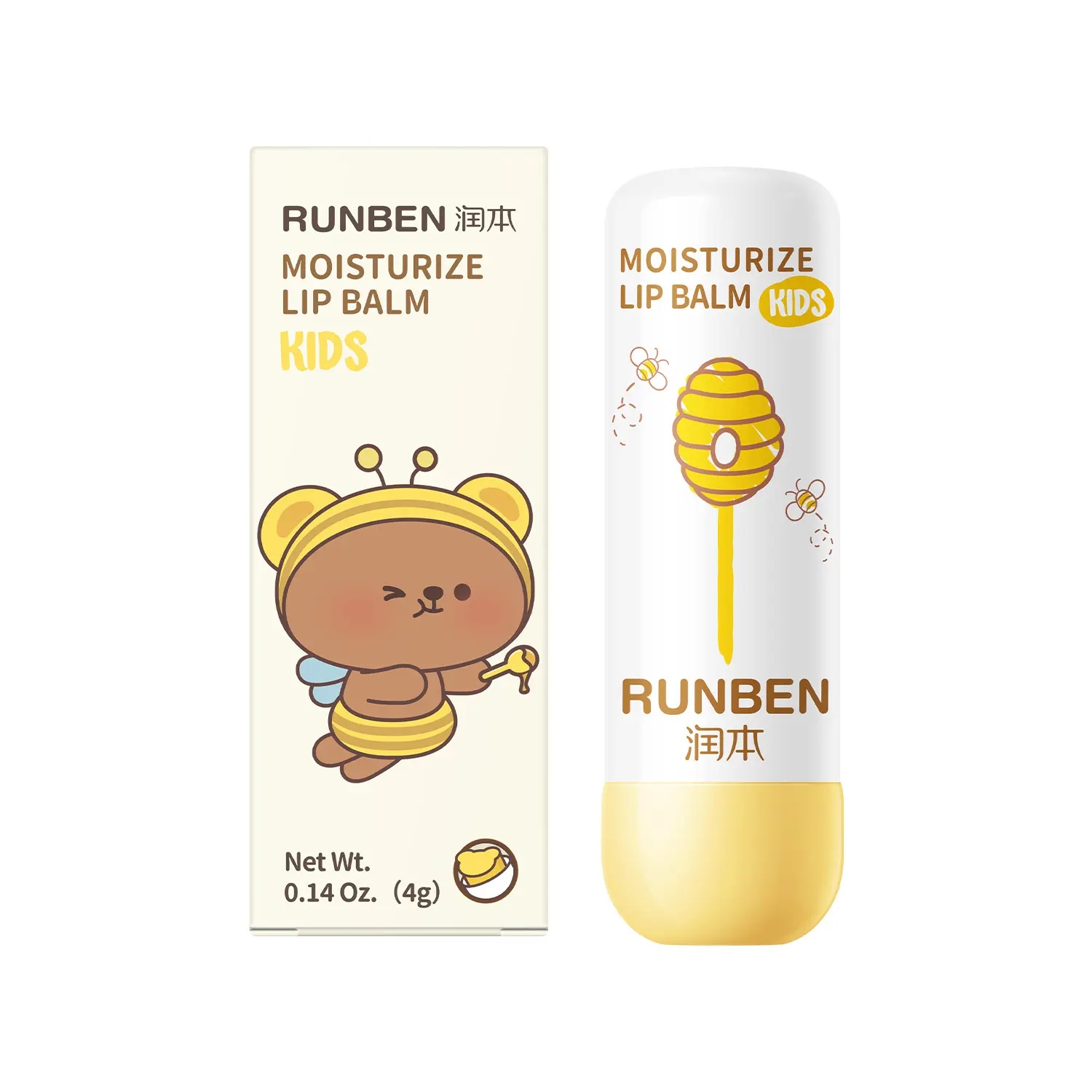RUNBEN Baby & Kids Moisturizing Lip Balm, for Dry Cracked Lips, 0+, 4g