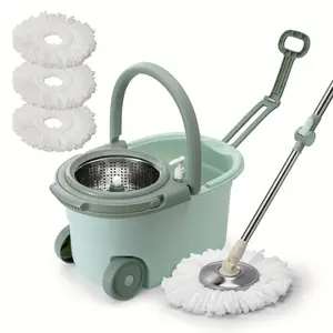 360° Spin Mop and Bucket Set with 3 Microfiber Cleaning Mop Refills, Stainless Steel Adjustable Extended Handle, Non-Slip Design Gifts for Mother's Day Summervibes