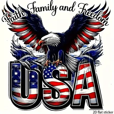1PC American Patriotic Passion-Style Sticker For Cars, Universal Car Sticker, Bald Eagle Flag-Print USA Slogan Decor With Bright Painted Texture, Car Decal, Automotive Decals, Automobile Decals, Vehicle Decoration, Car Decorative Sticker