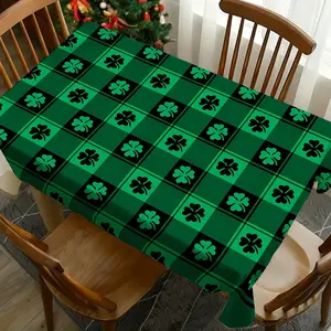1 pc St Patrick's Day Tablecloth with Four Leaf Clover Pattern, Versatile, Easily Washable, Perfect for Picnics, Camping, Weddings, Birthdays, Restaurants, Home Decor