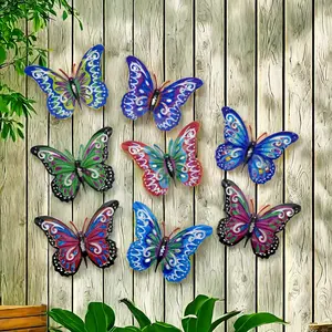 8-Piece 3D Colorful Metal Butterfly Wall Art Decorations, Hanging Iron Art for Garden, Patio or Fence, Garden Decor, Ideal Mother’s or Father’s Day Gifts for All Seasons