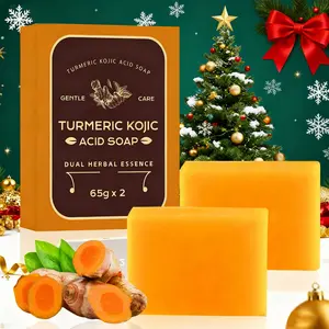 2-Pack Holiday Glow Turmeric + Kojic Acid Soap – TikTok Trending Brightening Bar, Gentle Face & Body Cleanser, Perfect Xmas Stocking Stuffer for Skincare Fans