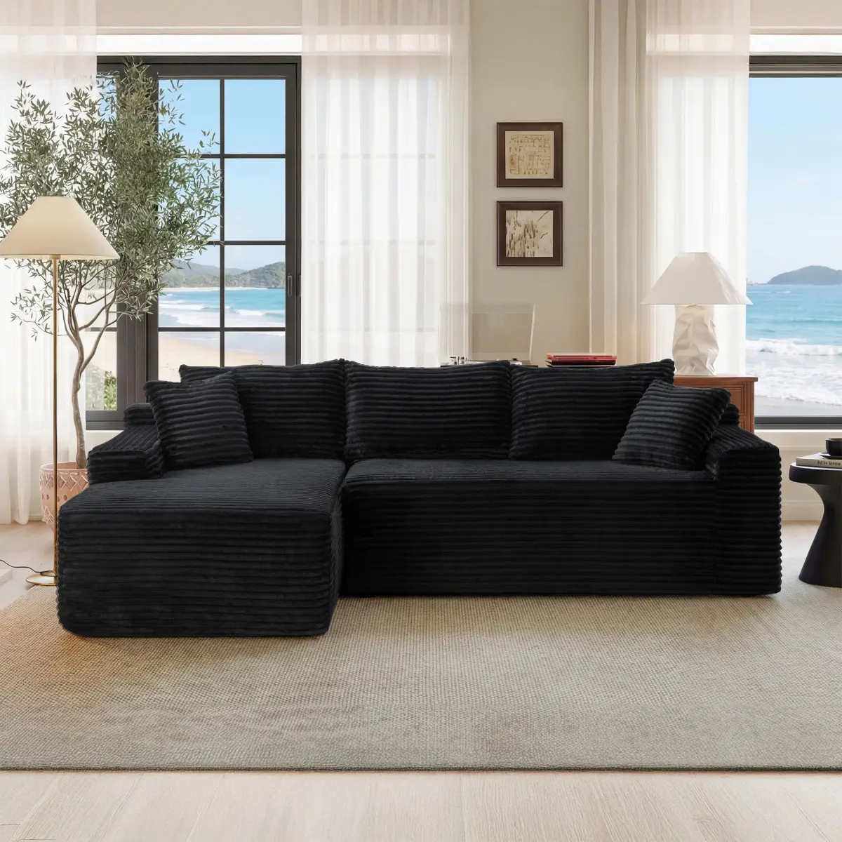 94.5" Cloud Modular Sectional Sofa Couch with L-Shape Chaise,Modern Minimalist Upholstered Couches for Living Room Bedroom,Deep Seat Corner Couch,No Assembly Required