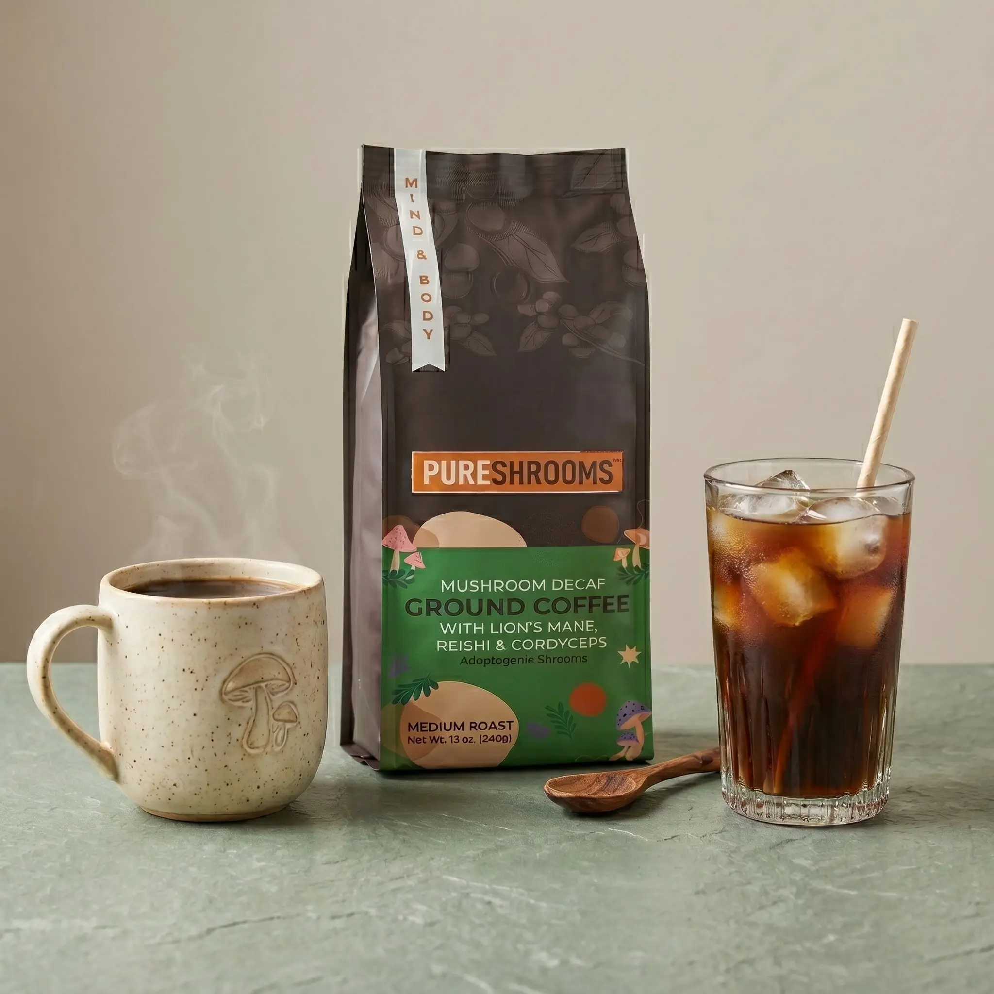 Swiss Water Decaf Mushroom Ground Coffee
