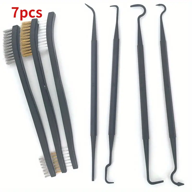 7pcs Car cleaning brush tool -3 double headed wire cleaning brushes, 4 double headed hooks multifunctional car cleaning tool Car Cleaning Kit Car Detailing Tools Car Detailing Supplies