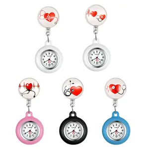 OIDEA Women's Nursing Watch - Eco-Friendly Eco Silicone Stretch Clip, Numeric Fob for Medical, Clinical Use with ECG Pattern