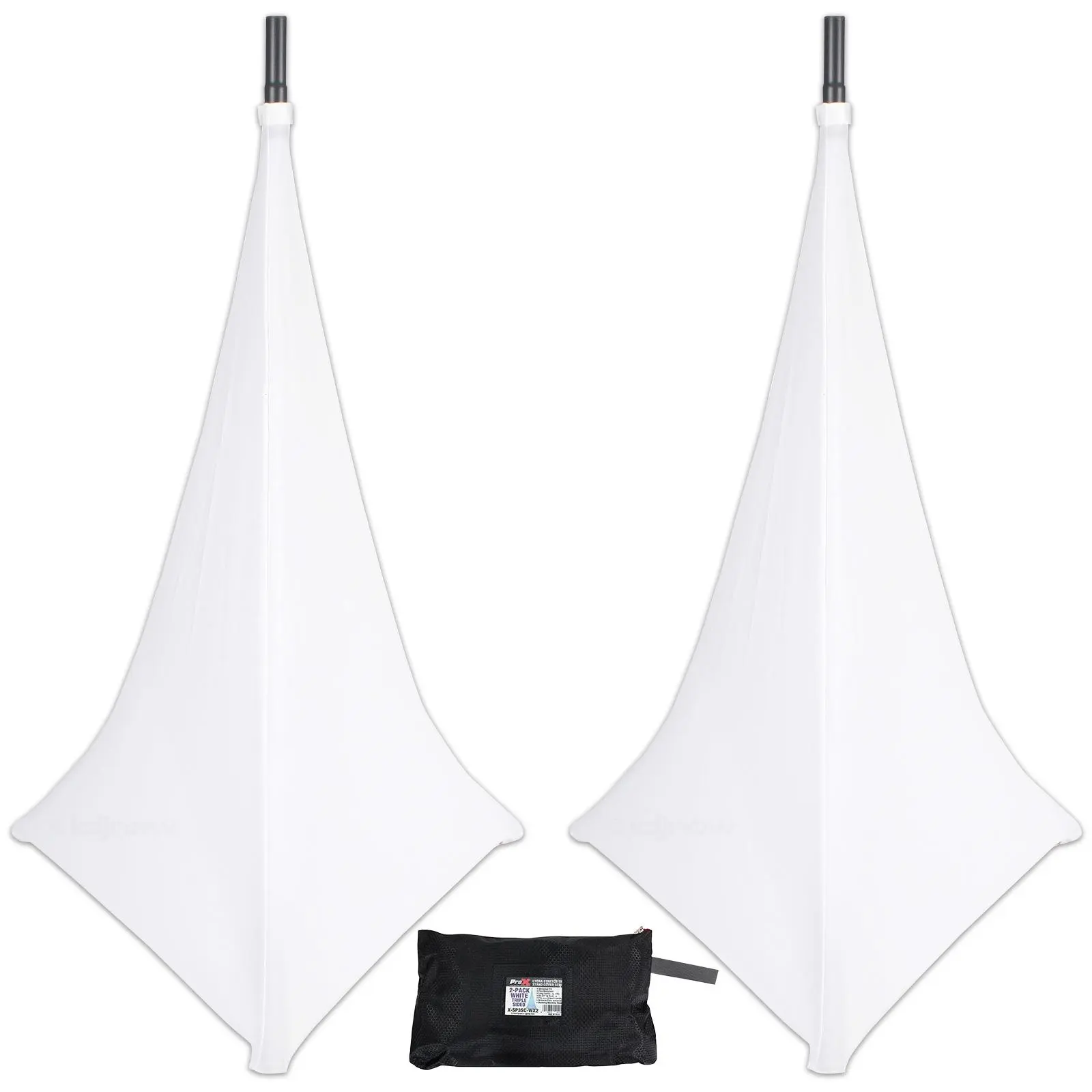 ProX X-SP3SC-WX2 Three Sided White Lycra Speaker Stand Cover Scrim (Pair)