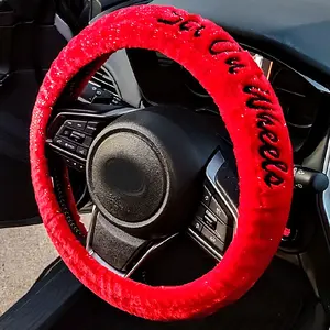 Red Sparkle Steering Wheel Cover For Car - Soft Plush Material - With "S*x On Wheels" Text - Enhance Your Drive Steeringwheelcover Vehicle