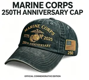 Men’s Marine Corps 250th Anniversary Commemorative Baseball Hat Set, 4-Pack Washed Retro Style Caps For Marine Corps Veterans, Classic Modern Fit, Soft Breathable Casual Daily Wear For Adult Male Collectibles Tribute Headwear