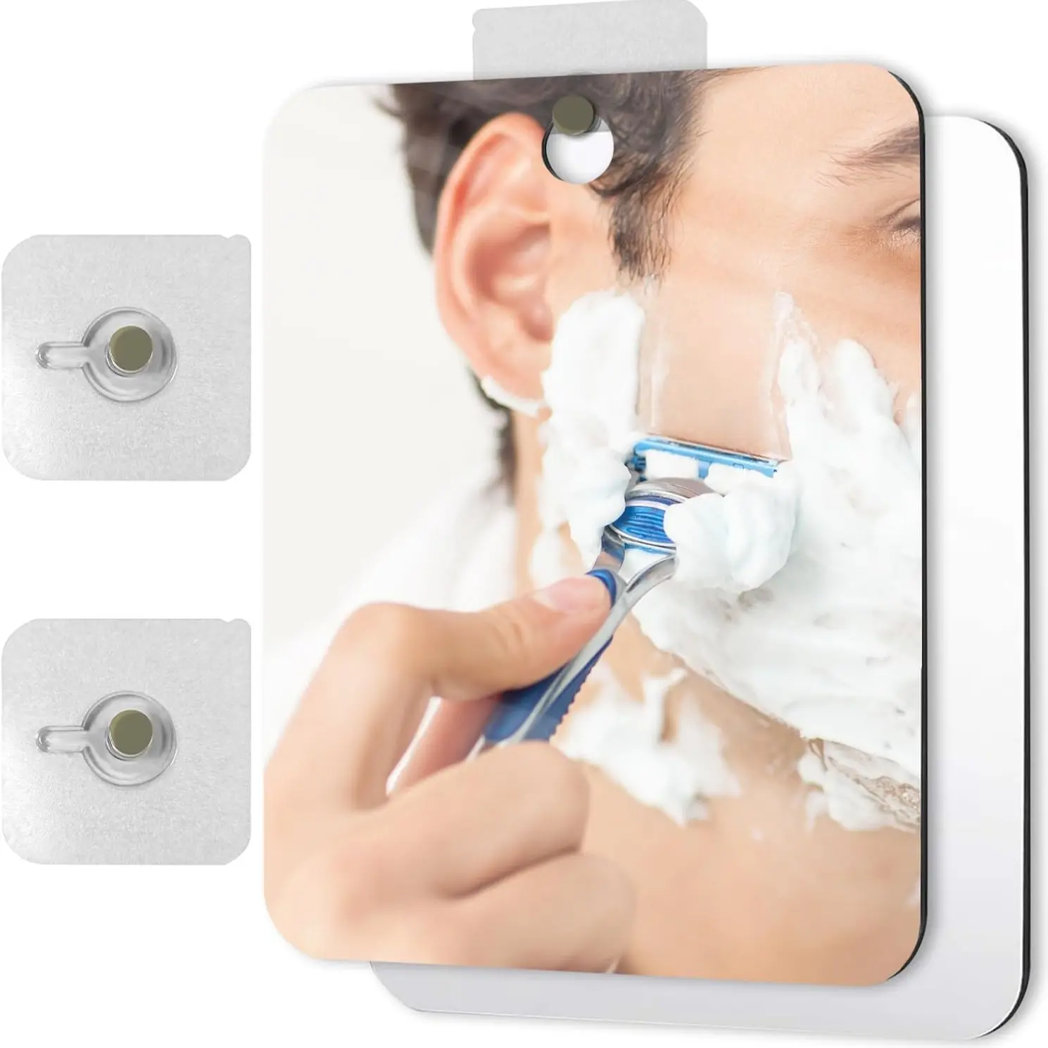 Anti-Fog Shower Mirror for Shaving with Detachable Razor Holder, Strong Suction Cup, Shatterproof Anti-Fog Bathroom Mirror, Durable Design