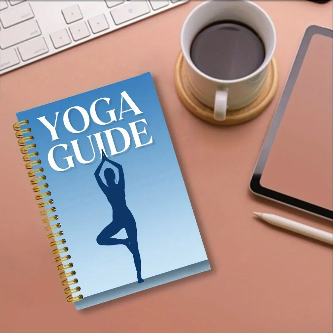 1pc 5.5x8.3in Yoga Guide Spiral Notebook -  Includes Postures & Breathing Techniques, Perfect for Yoga, Pilates, Mindfulness Enthusiasts, Yoga Gifts, Yoga Accessories, Pilates Journal, Minimalist Design, Durable Spiral Binding