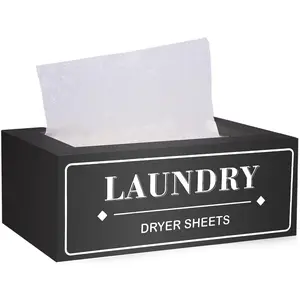 Space Saving Dryer Sheet Holder Dispenser Container for Laundry Room Organization Storage Farmhouse Laundry Decor Fabric Softener Dispenser Black