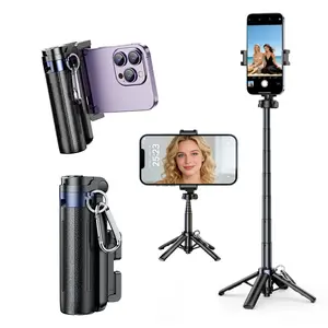 INFOJIFA Multifunctional 4-in-1 Mini SelfieStick,Convenient Camera Aid, Tripod, Phonestand,Bluetooth Selfie, Multifunctional Foldable, Suitablefor vlogs, Live Streaming, Photography,Compatible with iPhone16/15/14/13 Series