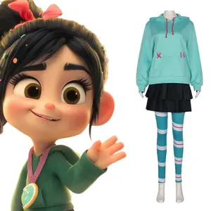 Vanellope Inspired Cosplay Hoodie For Girls Kids Youth Long Sleeve Soft Pullover Sweatshirt Cartoon Game Character Costume Outfit For Halloween Party Birthday Role Play Daily Wear