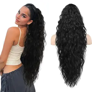 Cloud like hair Extension Claw Ponytail Long Wavy Ponytail Extension Black Brown 30 Inch Curly Clip Ponytail in Hair Extensions For Women Fluffy Natural Looking Synthetic Hairpiece for Daily Use Easy To Go